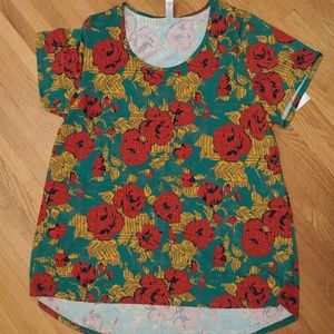 💚Lularoe classic tee 3x nwt green background rose
